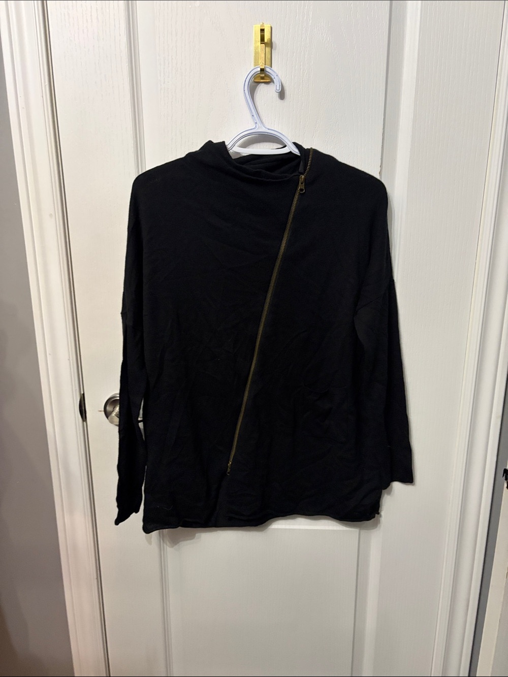 RD Style Black Asymmetric Zip Women's Sweater